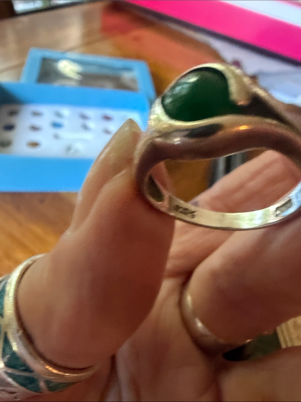 Sterling Silver Interchangeable Green Gem Ring - Picture 6 of 8